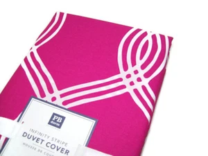 Funda nórdica Pottery Barn Teen rosa infinito rayas reina completa nueva - Imagen 1 de 5