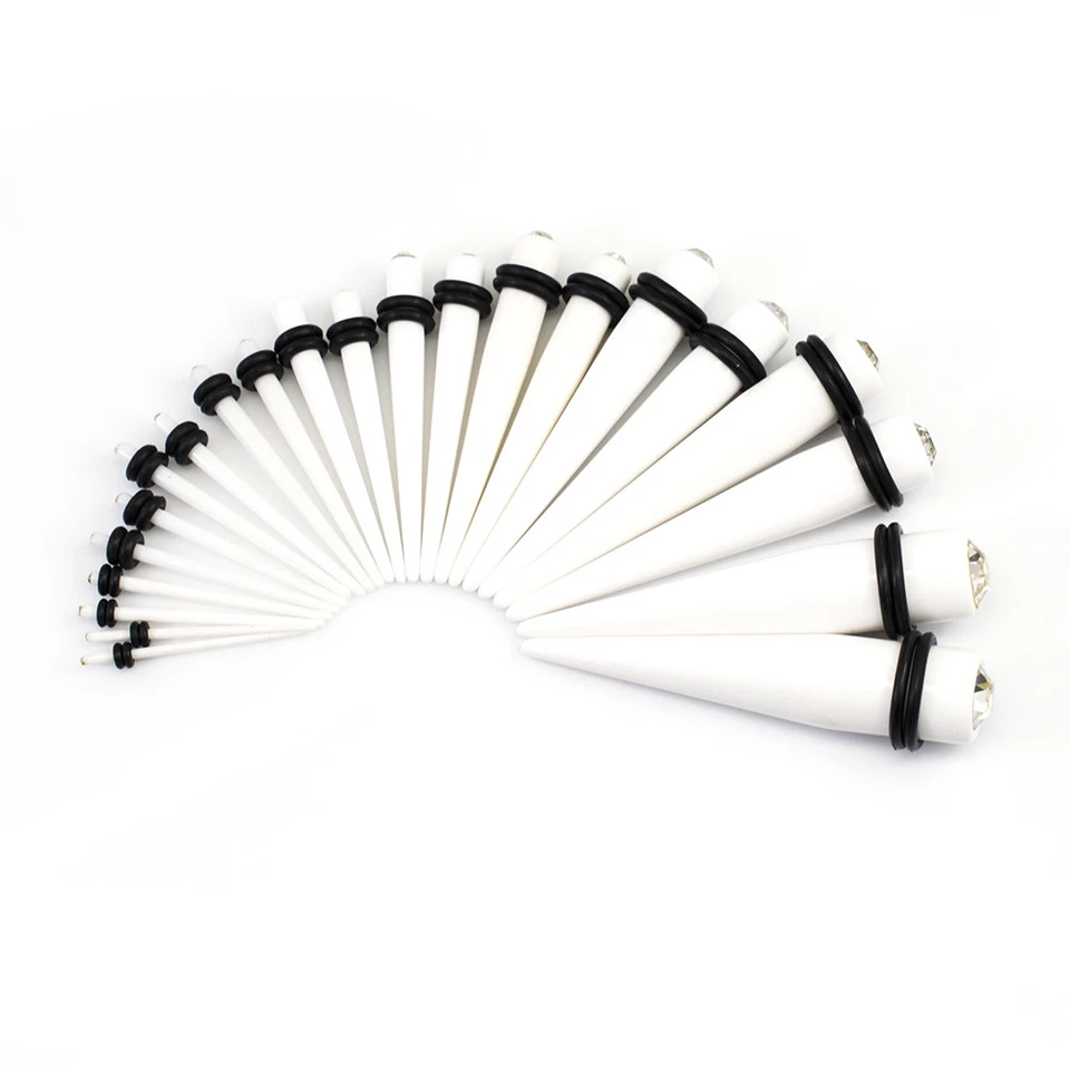 22pc Ear Stretching Kit 16G-11MM Taper Acrylic CZ Gem Plug Piercing Expander Set - Image 1 of 4