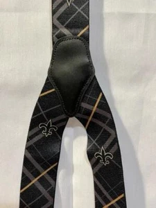 Dressy Men's New Orleans Saints Suspenders Black with Gold and Saints Logo - Picture 1 of 9