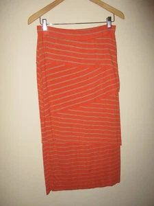 Ladies V Christina Orange Gray Striped Asymmetrical Layers Maxi Skirt Size M - Picture 1 of 4