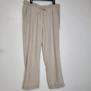 Charter Club Luxury Womens Ivory 100% Linen Elastic Tie Waist Comfort Pants 1x - Picture 1 of 12