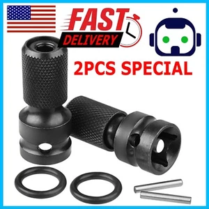 2Pcs 1/2" Drive To 1/4" Socket Adapter Hex Drill Chuck Change For Impact Wrench - Picture 1 of 10