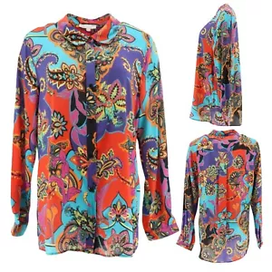 DG2 Diane Gilman Signature Silk Blend Top Sz 8-10 Medium Bright Paisley 697-872 - Picture 1 of 9