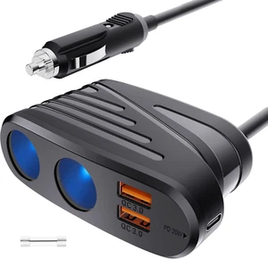 Quick Charge 3.0 Car Charger, 120W 2-Way Cigarette Lighter TR-31 - Picture 1 of 6