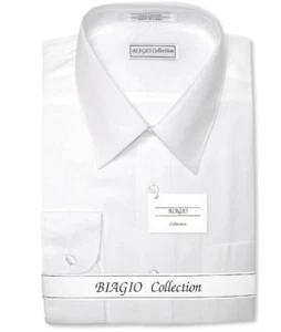 Biagio Mens 100% COTTON Solid WHITE Color Dress Shirt sz 19 34/35 - Picture 1 of 4