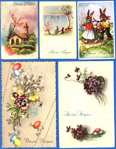 SERIE 5 CARTOLINE DI BUONA PASQUA ORIGINALI  VIAGGIATE ANNI 1940-1960 (23 - Foto 1 di 3