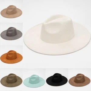 Elegant Formal Hat Men Women Wide Brim Jazz Cap Party Prom Suede Hat Adult - Picture 1 of 24