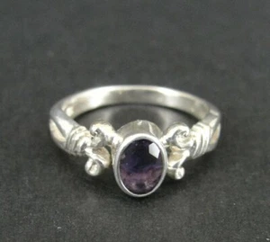 Ring Silver Amethyst Purple Stone side Band Design Sterling 925 Size 4.5 Ring - Picture 1 of 4
