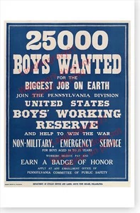 WWI Boys Working Reserve 25000 Boys Wanted Poster - Bild 1 von 1