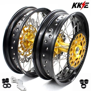 KKE 17" Supermoto Wheels Rims for Suzuki RMZ250 2007-2025 RMZ450 05-25 Disc Gold - Picture 1 of 13