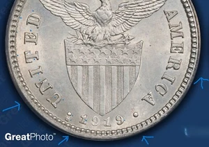 ONE of a KIND ERROR!! 1919-S U.S. Philippine Twenty Centavo ANACS AU55 Sch-10.1 - Picture 1 of 7