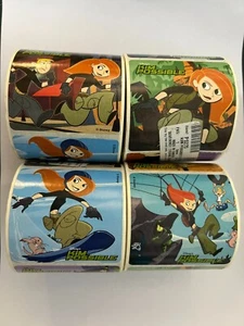 KIM POSSIBLE KID STICKERS ROLL 4 x 100 SIX DIFFERENT DESIGN REPEATED - Picture 1 of 4