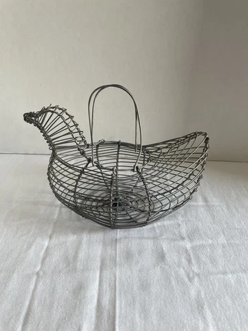 Vintage Wire Chicken Hen Egg Basket Rustic Primitive Farmhouse Cover