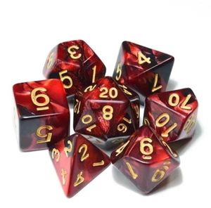 7 Red Black Dice Set Polyhedral Dark DND RPG Board Table Games Fantasy D&D - Picture 1 of 1