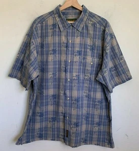 Timberland Hemd türkis/hellbraun kariert Kragen Knöpfe Kurzarm Tasche Größe XL - Bild 1 von 9