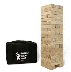 Yard Games Giant Tumbling Timbers 65PCS Wood Block Stacking Game w Case, Natural - Picture 1 of 12