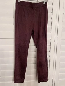 FREE PEOPLE SUEDE BURGUNDY MAROON SKINNY PULL ON PANTS SZ 26 - Picture 1 of 2