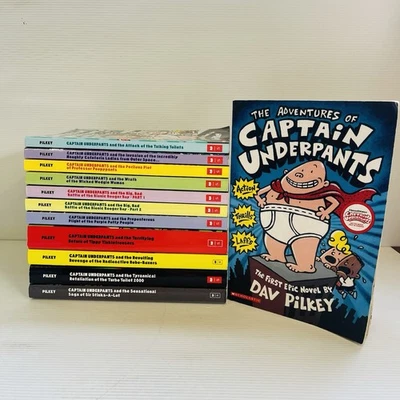 12 x Captain Underpants 1 - 12 Set Dav Pilkey PB Books Epic Kids Novels Humour - image 1 of 4