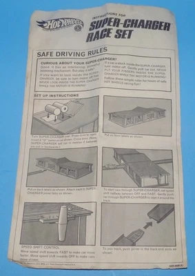 Hot Wheels Super Charger Race Set Original Instructions 1968 Vintage Mattel - Image 1 of 4