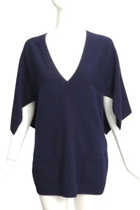 CHANEL- Navy Cashmere Sweater, Size 8 - Picture 1 of 6