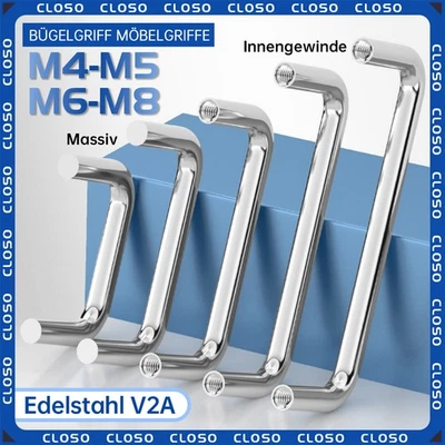Bügel Möbelgriffe Relinggriff Küchengriffe Stangengriffe Schrankgriffe Edelstahl - Bild 1 von 4