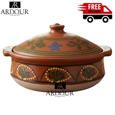 ARDOUR CRAFTS Clay Handi Mitti Karahi Cooking Pot | Biryani Chicken Curry | Open Fire & Gas