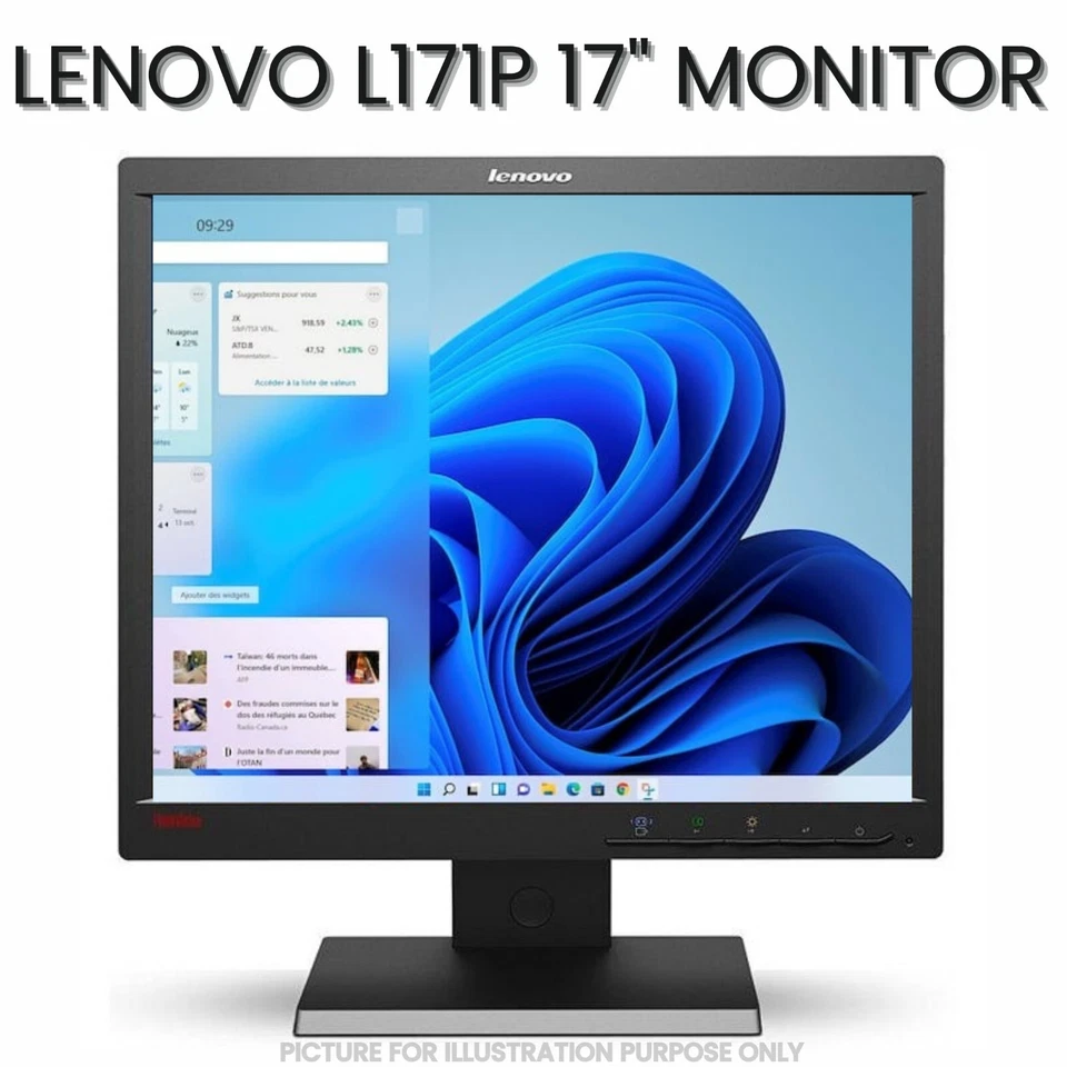 Lenovo L171P 17" LCD Monitor DVI-D VGA With & Without Stand - Image 1 of 4
