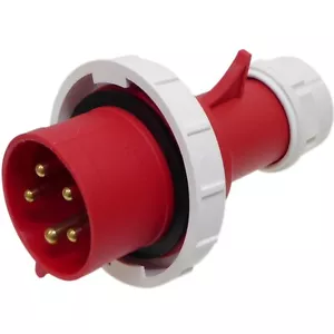32A 5 Pin Plug IP67 Waterproof 3P+N+E 415V Fast-Fit 32 Amp Red 3 Phase 415 Volt - Picture 1 of 6