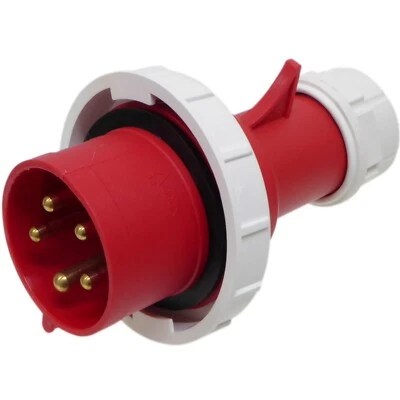 32A 5 Pin Plug IP67 Waterproof 3P+N+E 415V Fast-Fit 32 Amp Red 3 Phase 415 Volt - Image 1 of 4