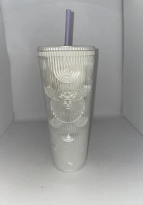 New Starbucks Spring 2022 White Pearl Shell Mermaid Siren Scales Tumbler 24 oz - Picture 1 of 5
