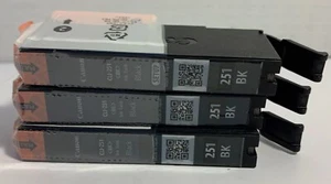 3 Stück Original Canon Pixma PGBK PGI 251 SCHWARZ Tintenpatrone Neu Versiegelt - Bild 1 von 5
