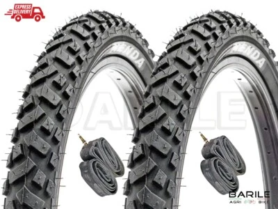 N°2 Copertoni Tassellati + N°2 Camere D'aria Bici 16 x 1.75 NERO KENDA