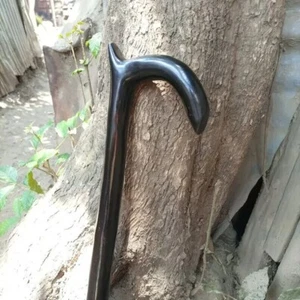 Bastón de senderismo original con mango de madera negra africano tallado a mano regalos - Imagen 1 de 4