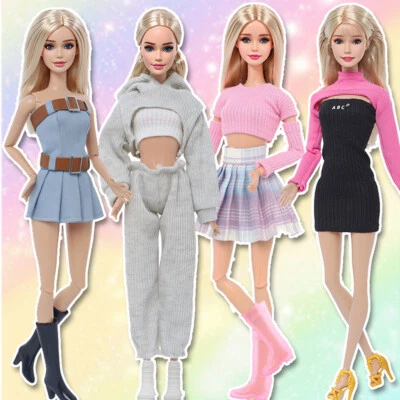 4套时尚娃娃套装11.5英寸娃娃运动衬衫迷你裙带鞋玩具 — 第 1/4 张图片
