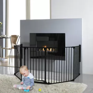 X-LARGE STEEL CHILD BABY SAFETY FIREPLACE SCREEN BARRIER PLAYPEN + GATE - Picture 1 of 5