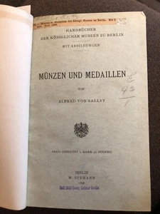 Munzen und Medaillen Alfred Von Sallet Der Königlichen Museen Berlin 1st Edition - Bild 1 von 7