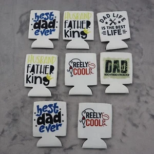 Fathers Day Dad Grandpa Drink Can Coozi Gift Set Of 8 Fish Tools Hero - Picture 1 of 9