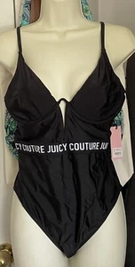 NWT! Juicy Couture Black one piece Bathing suit Swimsuit Sexy Sz Medium - Picture 1 of 4