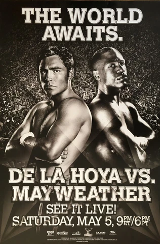 Original Vintage Floyd Mayweather vs. Oscar de la Hoya Boxing Fight Poster Cover