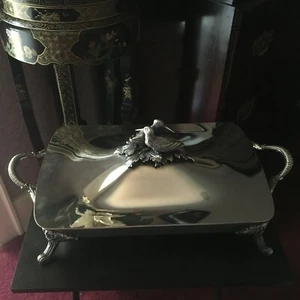 TOWLE FIGUR RECHTECKIG SILBERPLATTE MIT FUSS ELEKTRISCHE SCHEUERN WÄRMESCHALE - Bild 1 von 10