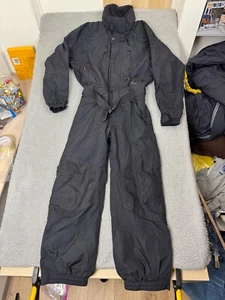VINTAGE Marker Snow Bib Suit Mens Ski Suit Small Black Nylon 90s - Picture 1 of 10