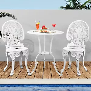 Livsip Outdoor Bistro Setting Cast Aluminium Table and Chair 3PCS Patio Set - Picture 1 of 10