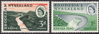 1960 Rhodesia and Nyasaland SC# 172-174 - View of Dam - 2 Different - M-H - Image 1 of 2