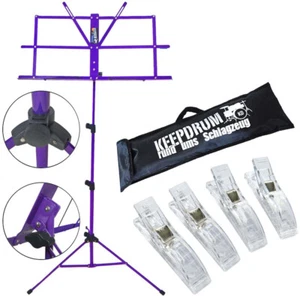 keepdrum MUS2FL soporte para partituras púrpura + 4 soportes - Imagen 1 de 7