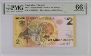 Silver Reserve Australia 2 Lunar Dollars 2016 Monkey PMG 66 EPQ Gem Uncirculated - Picture 1 of 2