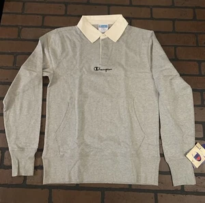 Camisa de Rugby CHAMPION Gris Manga Larga~NUEVA~ S M L XL - Imagen 1 de 8