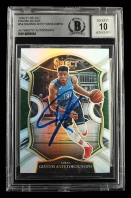 2021 Giannis Antetokounmpo AUTOGRAPHED Select Prizm Silver #54 Beckett (BGS 10) - Image 1 of 2