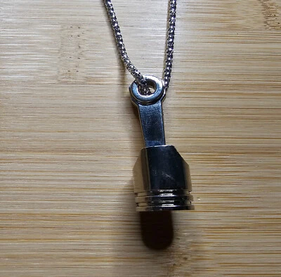 Collar Colgante Mecánico Pistón Coche Cadena Acero Inoxidable Plata Foto 1 de 3
