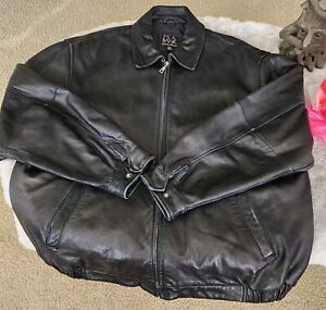 Jos. A. Bank Signature Collection Men's 2XL Black Genuine Leather Jacket Zipup