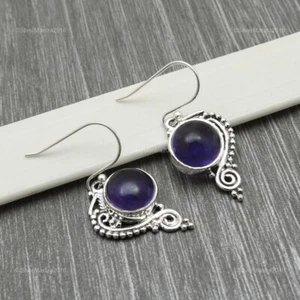 Genuine Amethyst Gemstone 925 Sterling Silver Artisan Earrings Woman Jewelry C1 - Picture 1 of 8